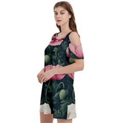 Women s Cold Shoulder Round Neck Mini Dress 