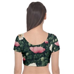 Velvet Short Sleeve Crop Top  