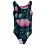 Poppy Flower Plant Petals Bloom Kids  Cut-Out Back One Piece Swimsuit