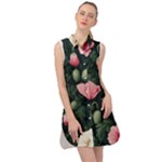 Poppy Flower Plant Petals Bloom Sleeveless Shirt Dress