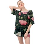 Poppy Flower Plant Petals Bloom Oversized Chiffon Top