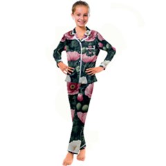 Kids  Satin Long Sleeve Pajamas Set 