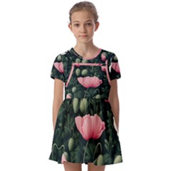 Kids  Short Sleeve Pinafore Style Dress 