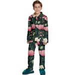 Poppy Flower Plant Petals Bloom Kids  Long Sleeve Velvet Pajamas Set