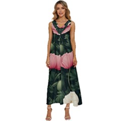 V-Neck Sleeveless Wide Leg Pants Overalls 