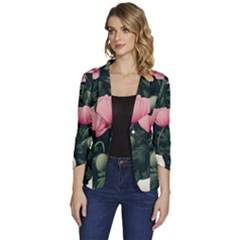 Women s One-Button 3/4 Sleeve Short Jacket 