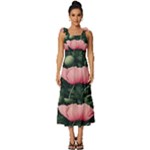 Poppy Flower Plant Petals Bloom Tie-Strap Tiered Midi Chiffon Dress