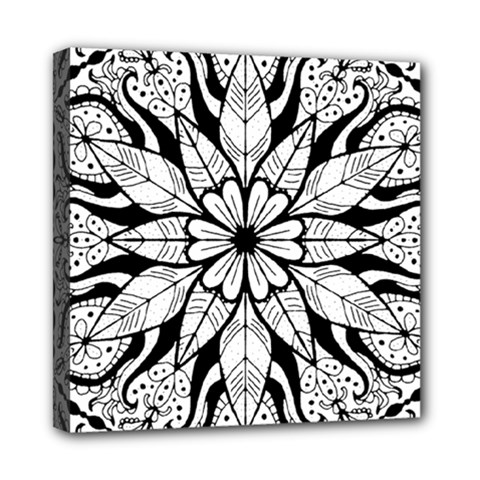 Seamless Tiling Pattern Hand Drawn Black White Mini Canvas 8  x 8  (Stretched) from ArtsNow.com