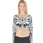 Seamless Tiling Pattern Hand Drawn Black White Long Sleeve Crop Top