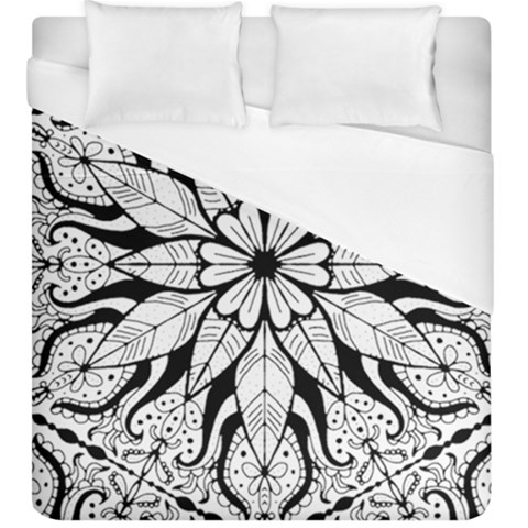 Seamless Tiling Pattern Hand Drawn Black White Duvet Cover (King Size) from ArtsNow.com