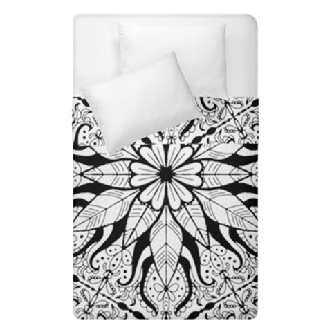 Seamless Tiling Pattern Hand Drawn Black White Duvet Cover Double Side (Single Size) from ArtsNow.com