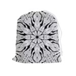 Seamless Tiling Pattern Hand Drawn Black White Drawstring Pouch (XL)