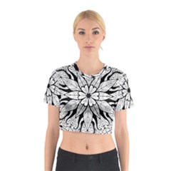 Seamless Tiling Pattern Hand Drawn Black White Cotton Crop Top from ArtsNow.com