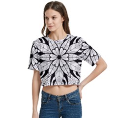 Women s Round Neck Short Sleeve Crop Top 