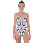 Seamless Tiling Pattern Hand Drawn Black White Tie Back One Piece Swimsuit