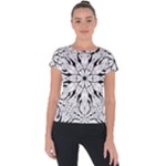 Seamless Tiling Pattern Hand Drawn Black White Short Sleeve Sports Top 