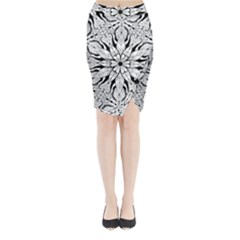 Seamless Tiling Pattern Hand Drawn Black White Midi Wrap Pencil Skirt from ArtsNow.com