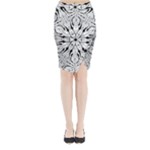 Seamless Tiling Pattern Hand Drawn Black White Midi Wrap Pencil Skirt