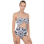 Seamless Tiling Pattern Hand Drawn Black White Scallop Top Cut Out Swimsuit