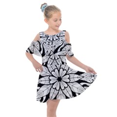 Kids  Shoulder Cutout Chiffon Dress 