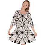 Seamless Tiling Pattern Hand Drawn Black White Velour Kimono Dress