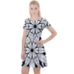 Seamless Tiling Pattern Hand Drawn Black White Cap Sleeve Velour Dress 