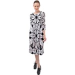 Seamless Tiling Pattern Hand Drawn Black White Ruffle End Midi Chiffon Dress