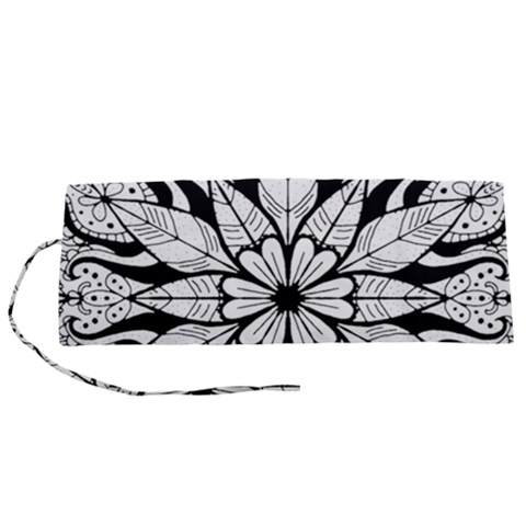 Seamless Tiling Pattern Hand Drawn Black White Roll Up Canvas Pencil Holder (S) from ArtsNow.com