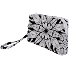 Seamless Tiling Pattern Hand Drawn Black White Wristlet Pouch Bag (Small) from ArtsNow.com