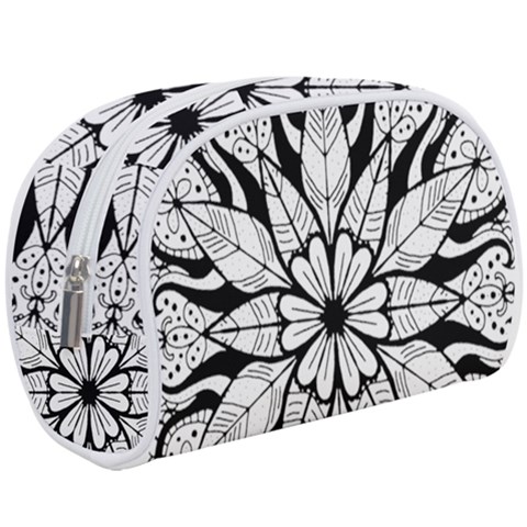 Seamless Tiling Pattern Hand Drawn Black White Make Up Case (Large) from ArtsNow.com