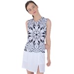 Seamless Tiling Pattern Hand Drawn Black White Women s Sleeveless Sports Top