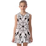 Seamless Tiling Pattern Hand Drawn Black White Kids  Pilgrim Collar Ruffle Hem Dress