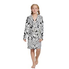 Seamless Tiling Pattern Hand Drawn Black White Kids  Long Sleeve Velvet Lounge Robe from ArtsNow.com