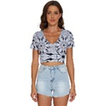 Seamless Tiling Pattern Hand Drawn Black White V-Neck Crop Top