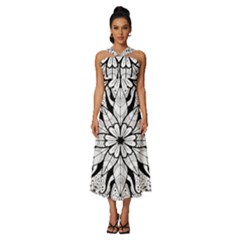 Sleeveless Cross Front Cocktail Midi Chiffon Dress 