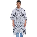 Seamless Tiling Pattern Hand Drawn Black White Men s Hooded Rain Ponchos