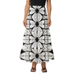 Seamless Tiling Pattern Hand Drawn Black White Tiered Ruffle Maxi Skirt