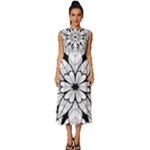 Seamless Tiling Pattern Hand Drawn Black White Sleeveless Round Neck Midi Dress