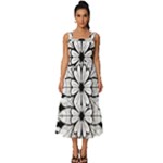 Seamless Tiling Pattern Hand Drawn Black White Square Neckline Tiered Midi Dress