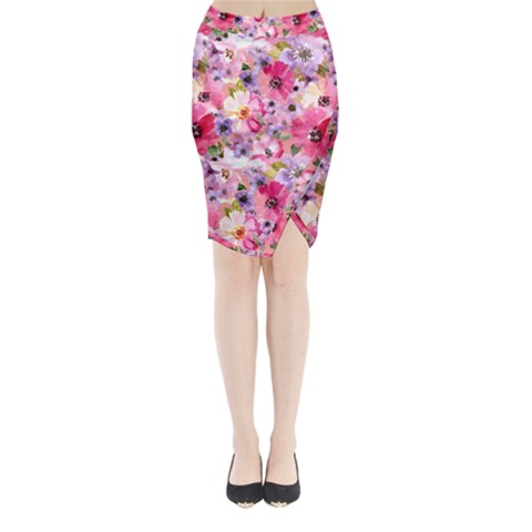 Pattern Seamless Texture Daisies Midi Wrap Pencil Skirt from ArtsNow.com