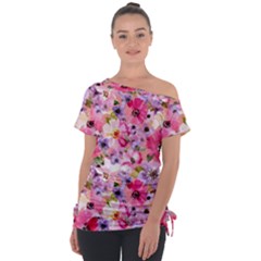 Off Shoulder Tie-Up T-Shirt 