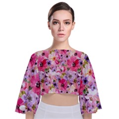 Tie Back Butterfly Sleeve Chiffon Top 