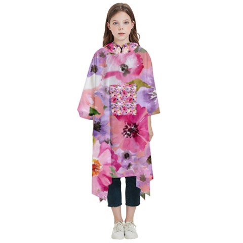 Pattern Seamless Texture Daisies Kids  Hooded Rain Ponchos from ArtsNow.com