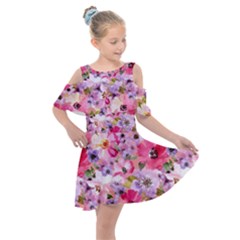 Kids  Shoulder Cutout Chiffon Dress 