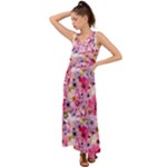 Pattern Seamless Texture Daisies V-Neck Chiffon Maxi Dress