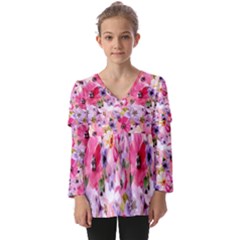 Kids  V Neck Casual Top 