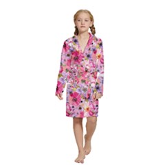 Pattern Seamless Texture Daisies Kids  Long Sleeve Velvet Lounge Robe from ArtsNow.com