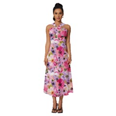 Sleeveless Cross Front Cocktail Midi Chiffon Dress 