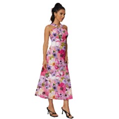 Sleeveless Cross Front Cocktail Midi Chiffon Dress 