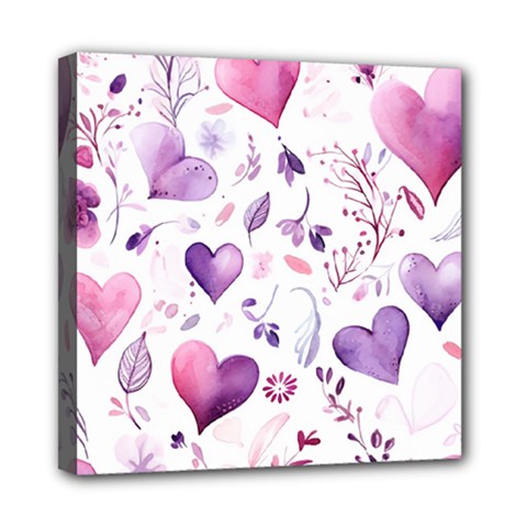 Hearts Love Purple Mini Canvas 8  x 8  (Stretched) from ArtsNow.com